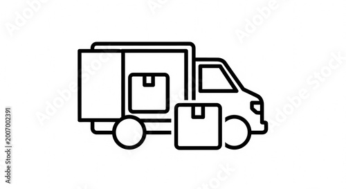 Delivery Truck with Boxes Icon Vector Illustration.