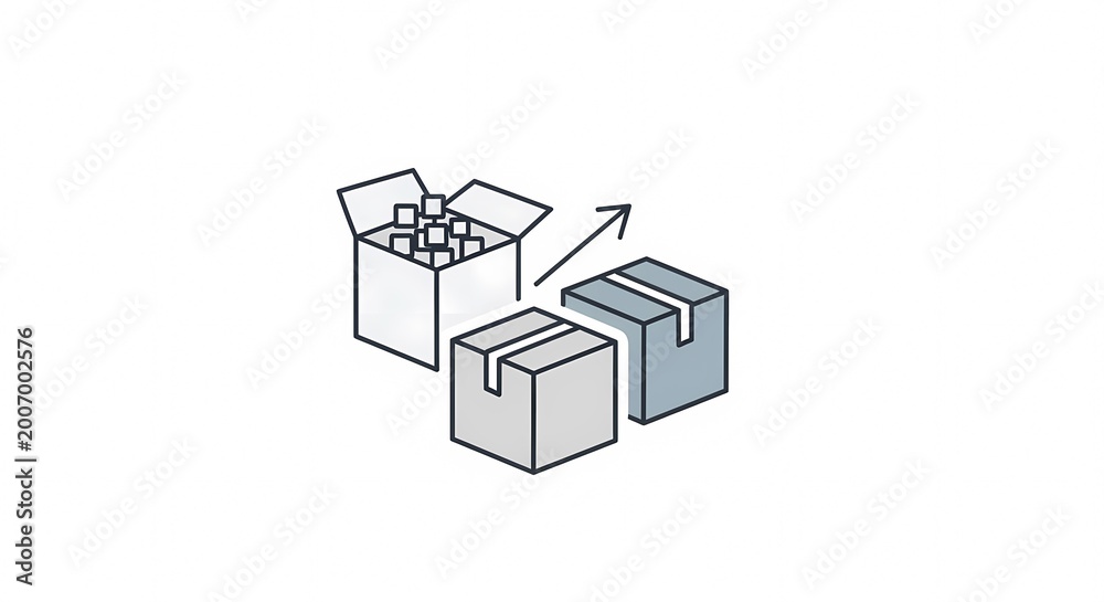 Naklejka premium Illustration of Boxes Being Packed and Shipped.