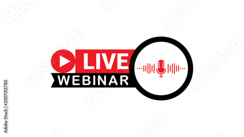 Live Webinar Badge With Microphone Icon and Audio Waveform for Online Presentations