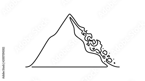 Obraz na plátně Continuous One Line Drawing of a Mountain Landslide Disaster