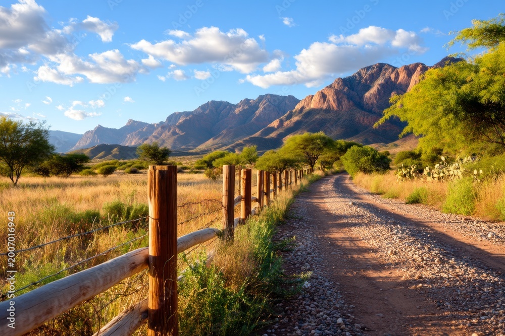 Fototapeta premium Serene Western Landscape with Soft Daylight and Minimal Shadows Enhancing Natural Beauty of Rural Scene