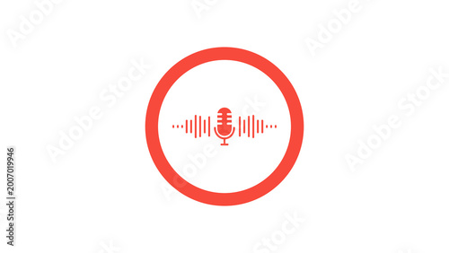 Microphone Icon With Soundwave In Circular Frame Audio Recording, Podcast And Voice Interface