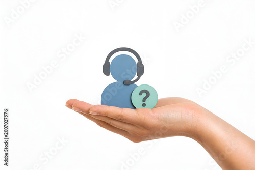 Female hand holding support/help icon Customer Service, Help and Assistance Concep,Customer Support, Service, Communication Concept