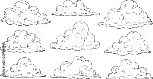 Set of cartoon fluffy clouds