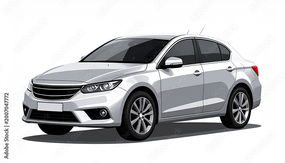 Fototapeta premium White Sedan Car Illustration