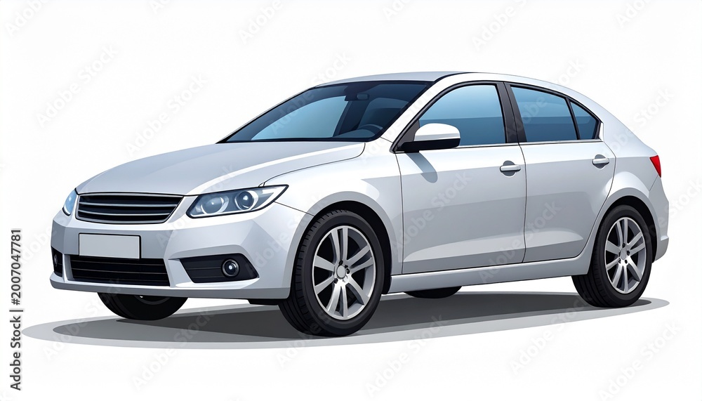 Fototapeta premium White Sedan Car Illustration