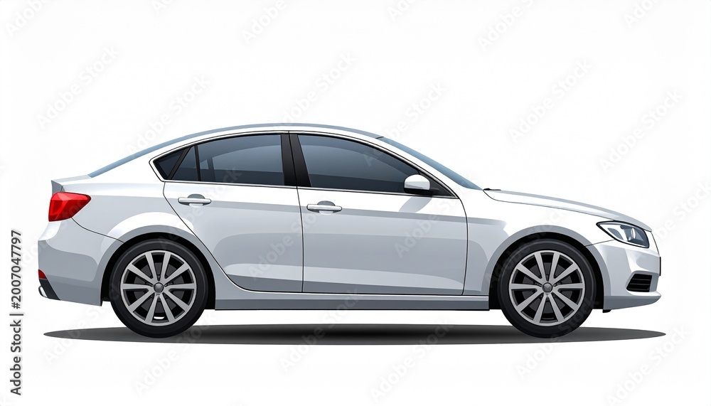 Fototapeta premium White Sedan Car Illustration