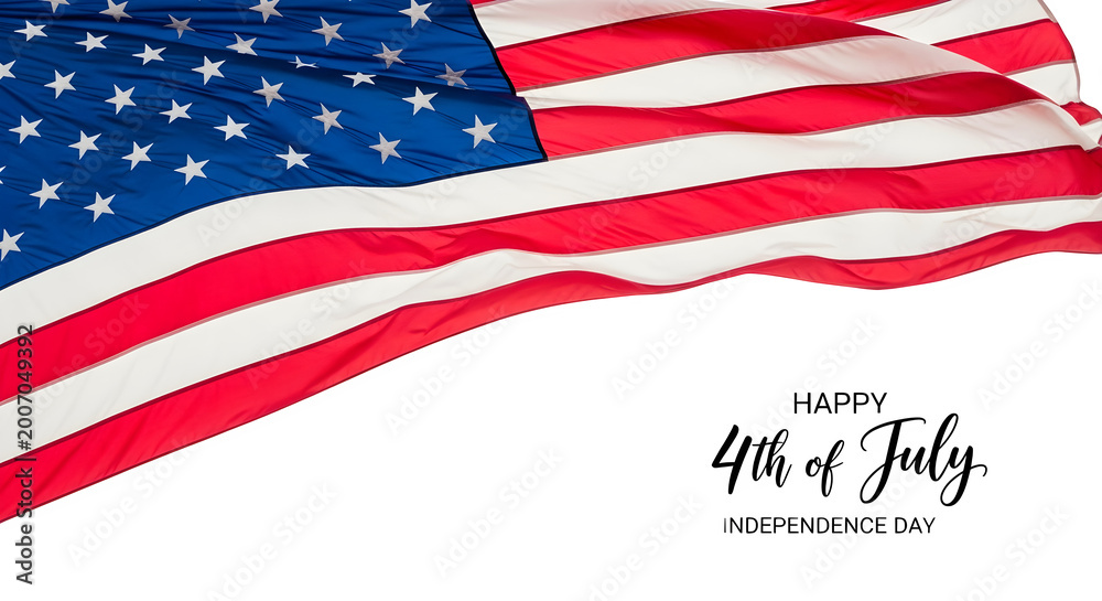 Fototapeta premium American flag waving stars and stripes isolated on transparent background