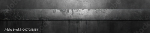 dark weathered metal panels with horizontal seams and streaks conveying a gritty, moody industrial atmosphere