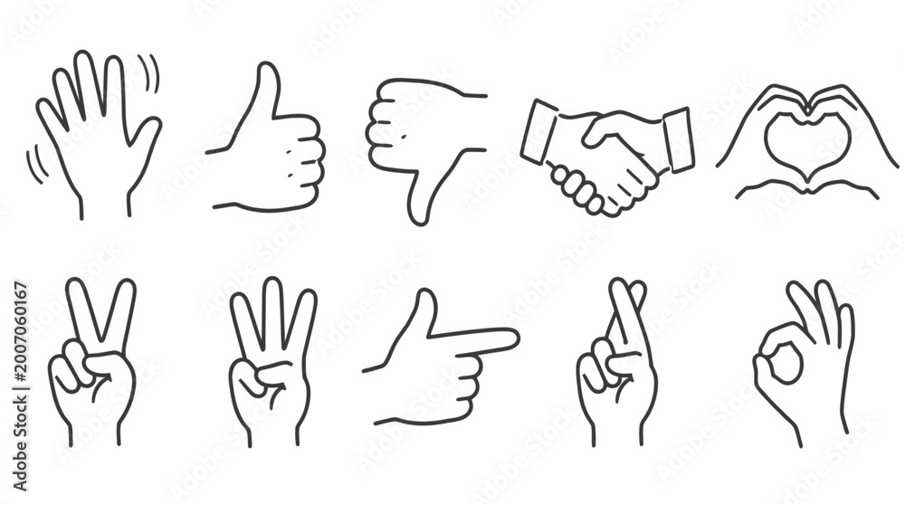 Fototapeta premium Hand Gesture Symbols for Communication and Agreement