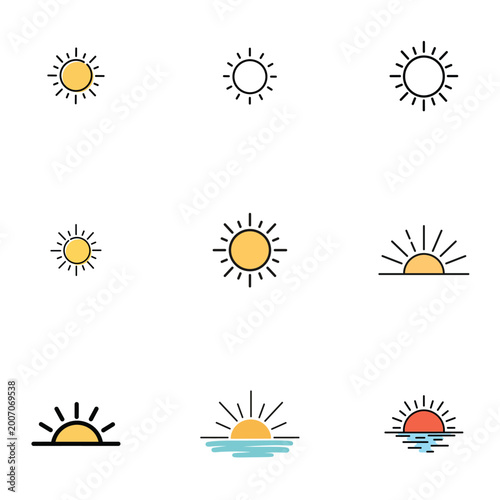 Abstract geometric vector pattern with sun icons and blue mesh grid