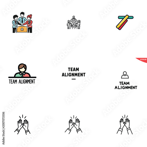 Business team and organizational structure icon set vector
