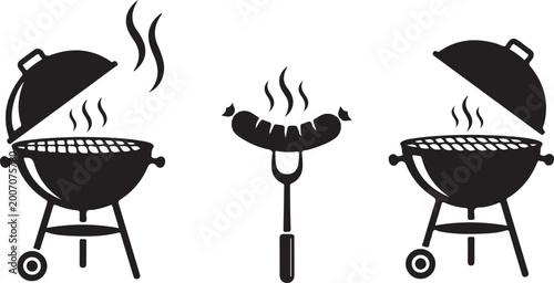 Grill bbq vector icon set
