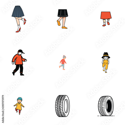 Stylized seamless fashion pattern with female legs and grid bars