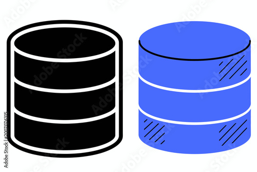 Database Storage Server Cylinder Icon Set Vector Illustration