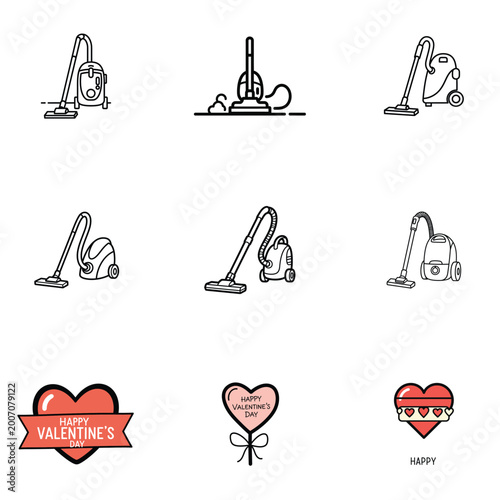 Seamless Pattern Illustration of Vacuum Cleaners with Textured Bands