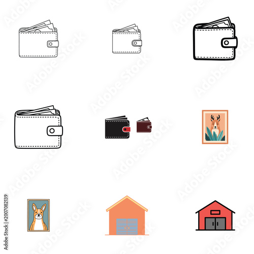 Abstract Financial Pattern with Stylized Dotted Wallets