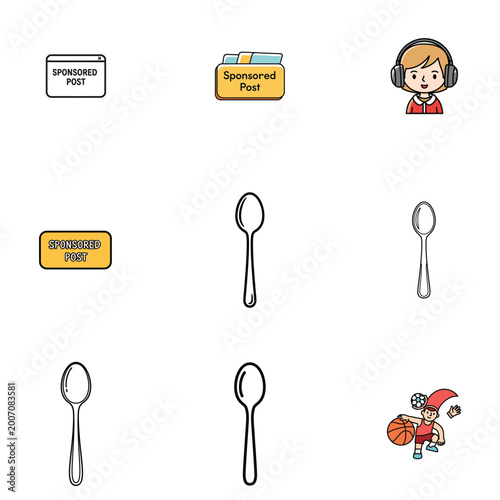 Digital illustration of social media marketing and sponsored content