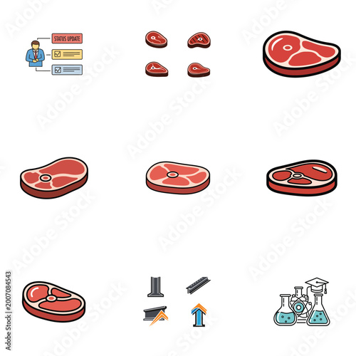 Meat Production Industry Status Update Management Illustration