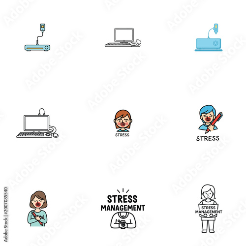 Abstract Digital Connectivity Vector Pattern with Tech Icons