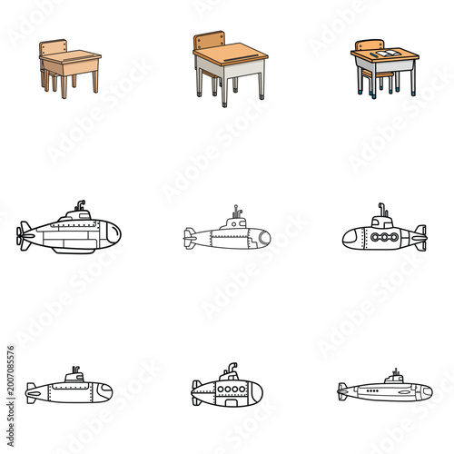 Education Concept Abstract Illustration of School Desks and Patterns
