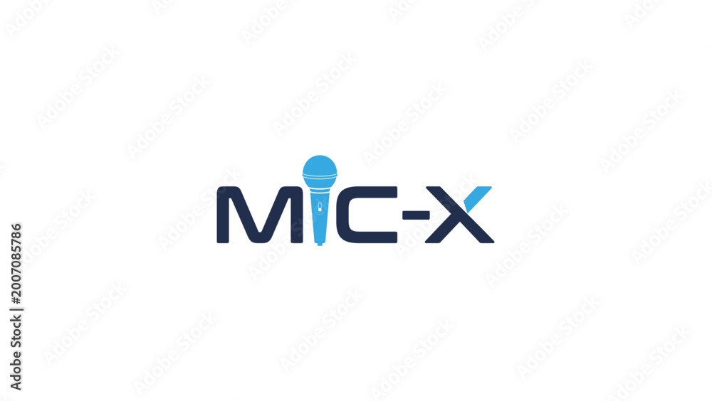Fototapeta premium MIC-X Minimalist Logo Design with Microphone Icon