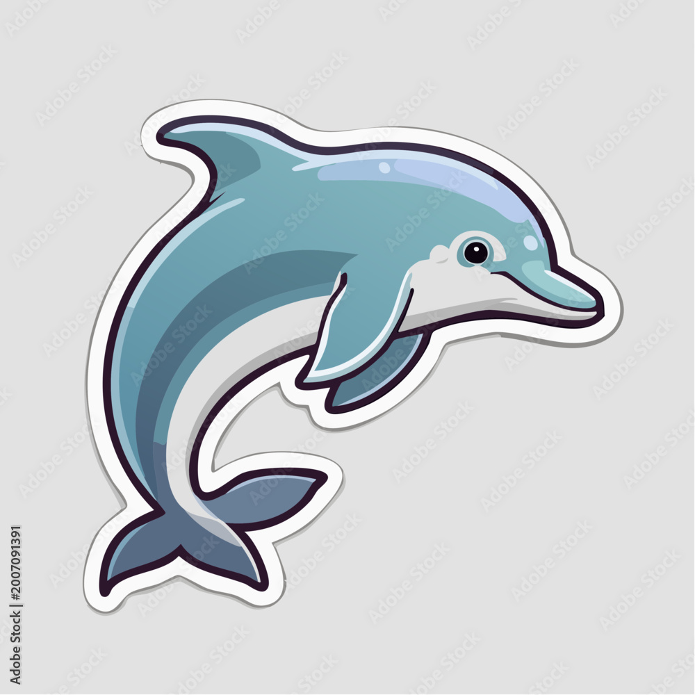 Obraz premium Cute Cartoon Dolphin Jumping