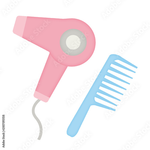 Konstfotografi ドライヤーとくしのイラスト/Illustration of a hair dryer and a comb