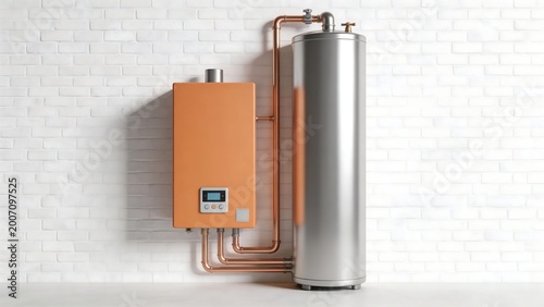 Water heater system with tank and pipes