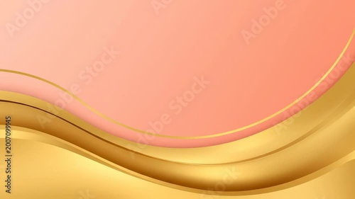 Abstract design with gold curves and pink background