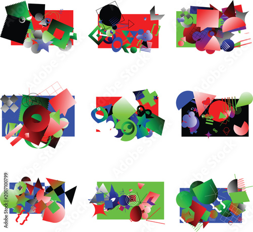 Abstract Pop Art Digital Background with Vibrant Geometric Patterns