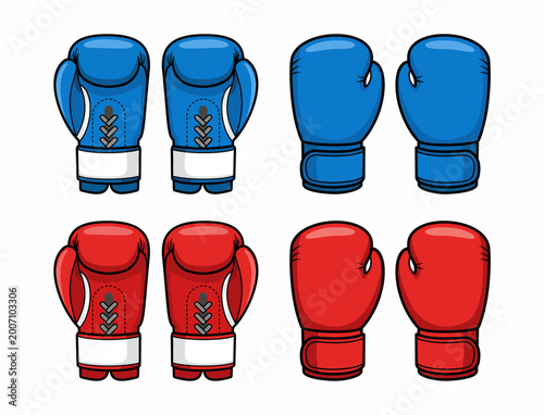 Boxing icon. Blue and red boxing glove illustration.