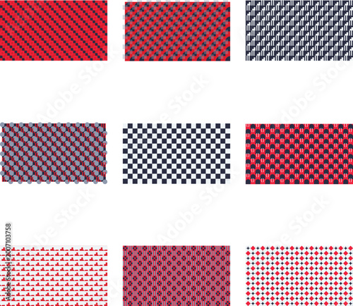 Red white and blue geometric textile pattern background illustration