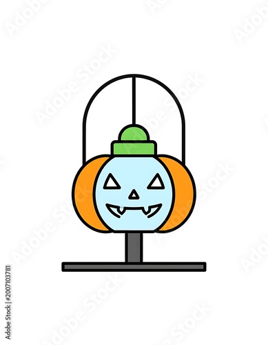 Halloween pumpkin wearing headphones icon.