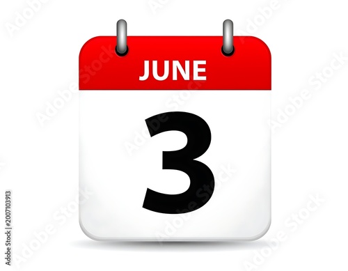 Calendar Page June Third Date.