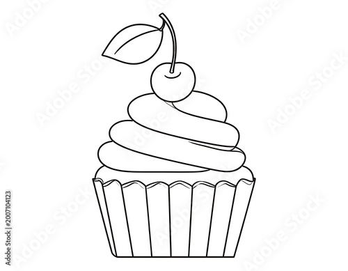 Delicious cupcake with cherry on top.