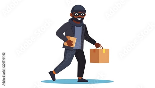 Delivery man in a blue uniform.
