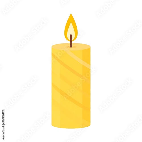 Yellow candle with burning flame.
