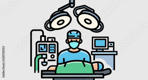 Surgeon Performing Operation in Operating Room.