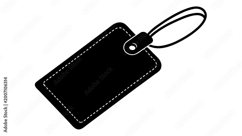 Fototapeta premium Clothing tag features a simple black rectangular design.