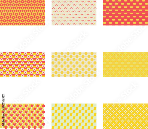 Abstract Geometric Pattern Collage with Textured Fabric Elements