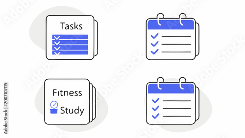 Fotografie Task lists and fitness goals are represented by these simple digital interface icons