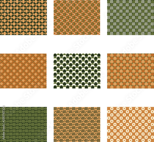 Abstract Geometric Pattern Collage with Stripes and Textures