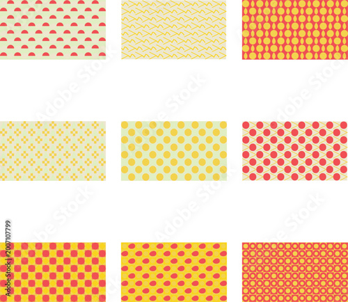 Colorful Geometric Pattern Set with Mixed Textures and Shapes