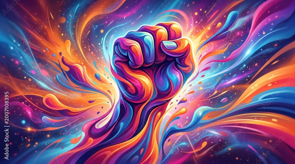 Obraz premium Vibrant Power: The Unstoppable Fusion of Creative Energy