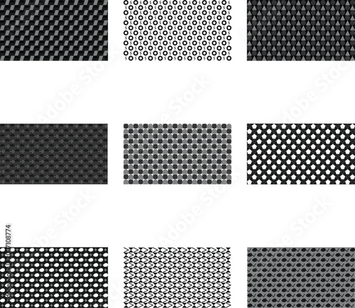 Collection of Navy Blue and Gray Seamless Geometric Patterns