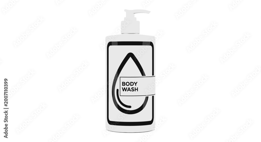 Obraz premium Minimalist body wash bottle design isolated on white background