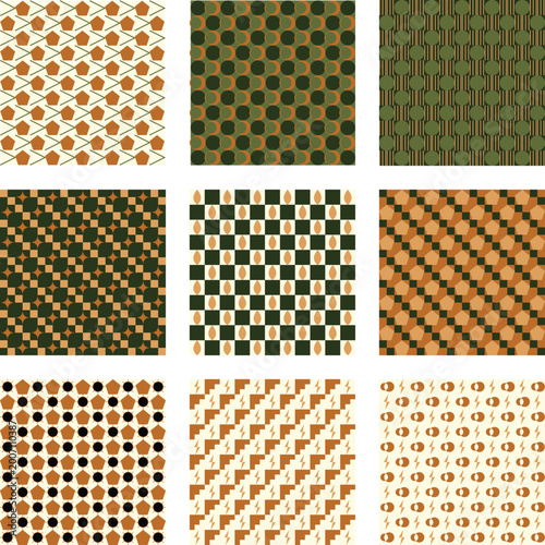 Earth Tone Abstract Vector Pattern with Geometric Grid Elements