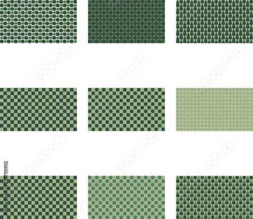 Sage and Navy Blue Geometric Grid Pattern Vector Illustration