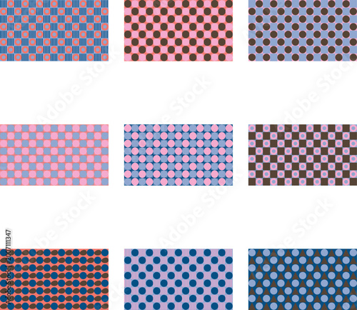 Abstract Geometric Textile Pattern in Pastel Pink and Blue